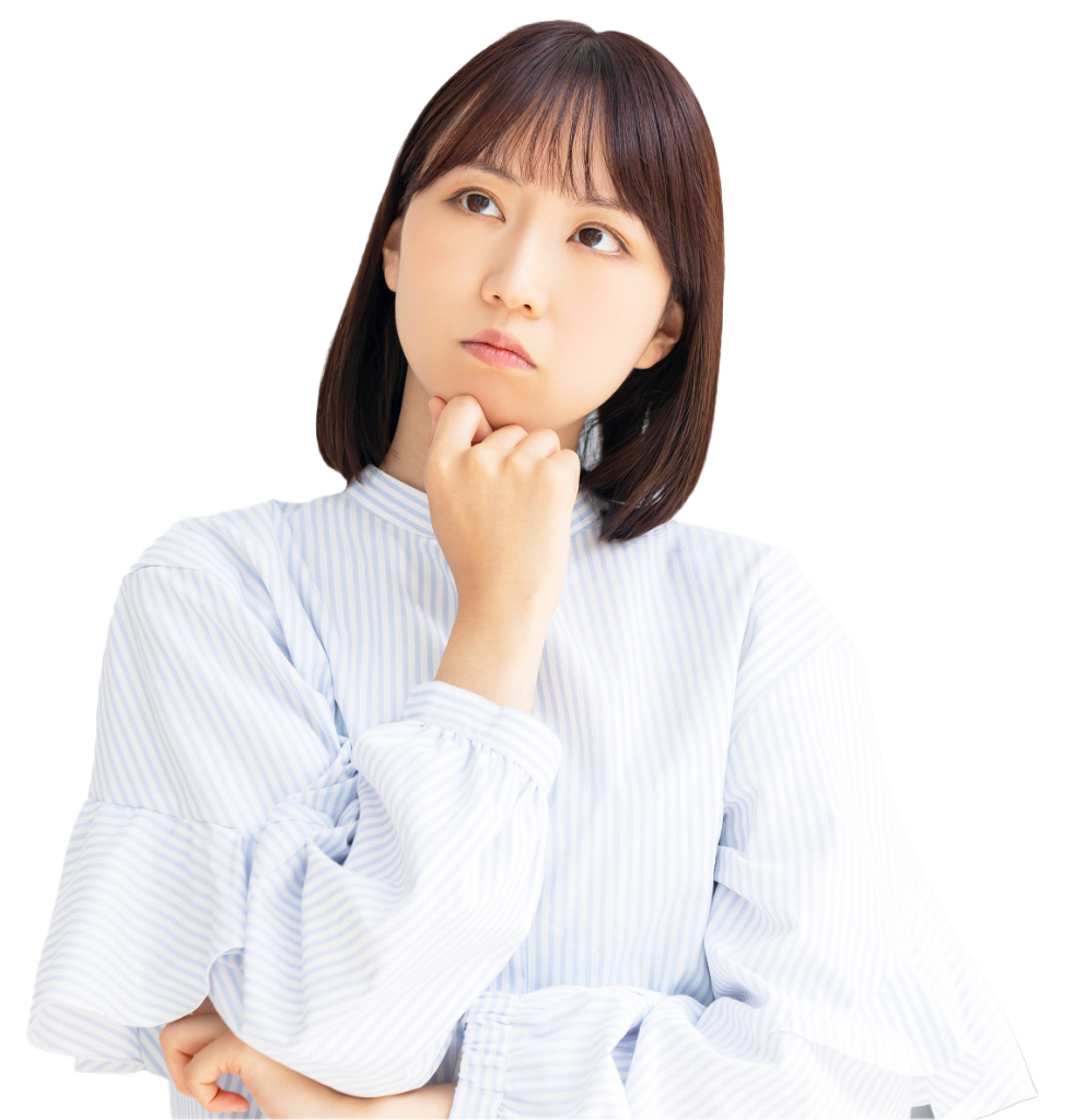 あごに手を当てて悩む女性